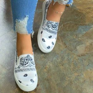 White Paisley Slip On Sneaker